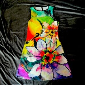 Casa Lee Watercolor Floral Sleeveless Shift Dress